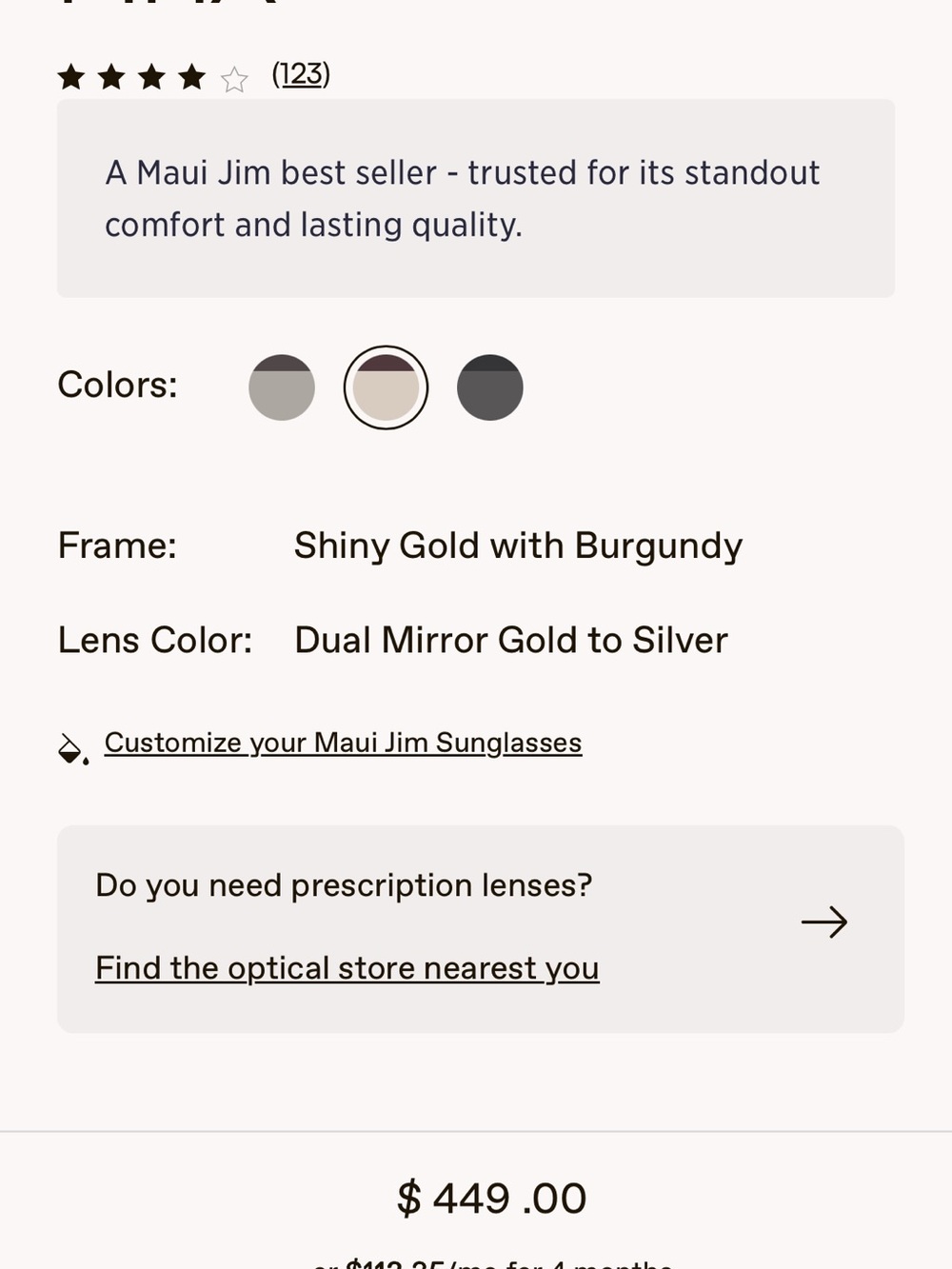 Maui Jim Piha Sunglasses — Burgundy Temples with Gold-to-Blue Gradient Lenses - Picture 3 of 8